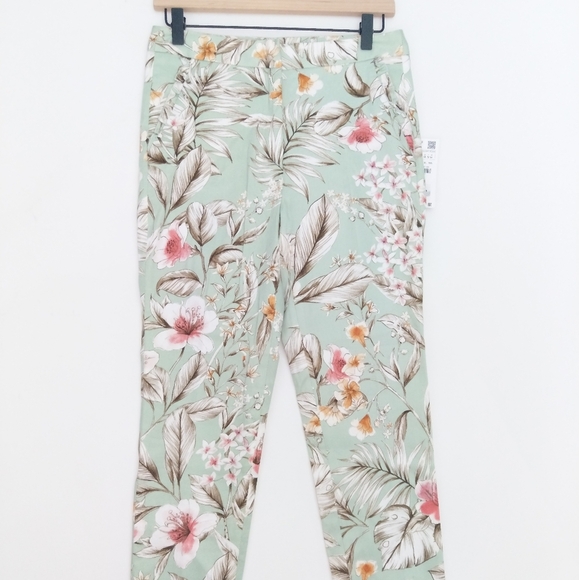 Zara Basic Floral Pants, Size M, NWT - Picture 1 of 11